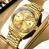 Недорогие Механические часы-OLEVS Мужские механические часы Роскошная мода Камни бизнес Светящийся календарь Водонепроницаемые часы на стальном ремешке