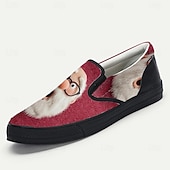  Men's Christmas Santa Graphic Slip-On Shoes – Fun 3D Santa Design, Cozy and Comfortable, Perfect for Holiday Parties & Christmas Celebrations