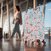 economico Abbigliamento da casa e pantofole per la casa-Coprivaligia con stampa floreale, coprivaligia elastico, coprivaligia da viaggio