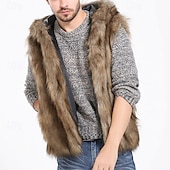 baratos Gilets-Homens Colete de camurça sintética Colete Gilet Ao ar livre Diário Moda Casual Outono Inverno Bolsos Jeans Manter Quente Confortável Tecido Zíper Com Capuz Normal Preto Amarelo Colete