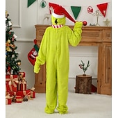 olcso Gyerek Jelmezek-Mikulás Green Monster Furry Kezeslábas Mikulás ruhák Onesie jelmez Fiú Lány Karácsonyi öltözék Gyermek Karácsony Újév Parti Jelmez