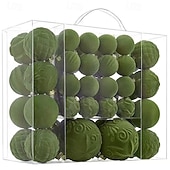 baratos Ornamentos-Conjunto de 46 enfeites de Natal em veludo para árvore de Natal, com bolas flocadas e inquebráveis, com laço para decoração natalina. Disponível em 3 tamanhos: 4/6/8 cm.