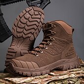 abordables Bottes de randonnée-Bottes de randonnée d&#039;extérieur beiges pour hommes avec semelle en caoutchouc antidérapante et construction respirante, bottes tactiques légères pour la randonnée, le camping et le port quotidien