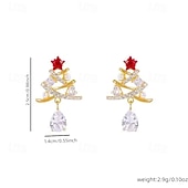 billige Kvinneringer-Elegante juletreøredobber med perler, krystaller og rød stjernedetalj