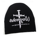 billige Lue lue-Herre Unisex Beanie lue Vinterhatter Luer Strikk lue Vinterlue Svart Rød polyester Strikket Koselig Halloween Dagligdagstøy Bokstaver Kors Varm