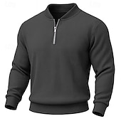 halpa Peruspuserot-Miesten College Vakosametti Pullover-huppari Aja sivuun Quarter vetoketjullinen collegepaita Aprikoosi Valkoinen Rubiini Laivaston sininen Tumman vihreä Pystykaulus Tavallinen Textured Urheilu ja