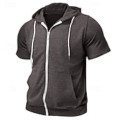 cheap Basic Hoodies-Men's Hoodie Full Zip Hoodie Black Pink Wine Purple Fuchsia Hooded Plain Drawstring Pocket Sports &amp; Outdoor Daily Holiday Polyester Streetwear Basic Casual Summer Spring Clothing Apparel Hoodies