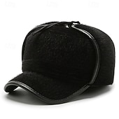 billiga Baseballkeps herr-Herr Vintermössa Öronlappshatt Vinter hattar Vinter varm mössa Vinter baseballkeps med öronlappar Svart Grå Polyester Mode Modernt Modernt Dagliga kläder Datum Enfärgad / vanlig färg Håller värmen
