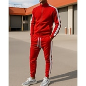 voordelige Trainingspakken-Voor heren Trainingspak Joggingpak Trainingspaksets Volledige ritssluiting Kleurenblok Sportoutfits Herfst winter Zwart Geel Voor buiten Reizen Sportief Warm Lange mouw Sport Sportkleding