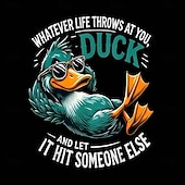  T-shirt grafica da uomo maniche corte divertente citazione del'anatra 'Qualsiasi cosa la vita ti riservi abbatti e lascia che colpisca qualcun altro'