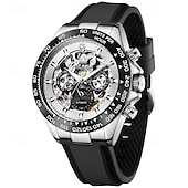 cheap Mechanical Watches-The New Olevs Silicone Men'S Business Watch With Luminous Calendar And Moon Phase Display A Multi-Functional Fully Automatic Mechanical Watch Is A Fashionable Casual Waterproof Sports Wristwatch