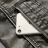 economico Giacca in ecopelle-Per uomo Giacca in Ecopelle Giacca Cargo Giacca Casual Giacca da Moto Vacanza Quotidiano Caldo Tasca Inverno Semplice Moda Classico Collo alla coreana Regolare Nero Marrone Cachi Giacca