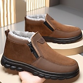 حذاء شتوي رجالي سهل الارتداء من الجلد الصناعي مع بطانة من الصوف - حذاء مريح ودافئ للطقس البارد والنزهات غير الرسمية رخيصةأون أحذية الشتاء والثلوج-حذاء شتوي رجالي سهل الارتداء من الجلد الصناعي مع بطانة من الصوف - حذاء مريح ودافئ للطقس البارد والنزهات غير الرسمية