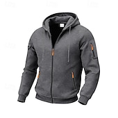 voordelige Tactische Hoodie-Voor heren Trui met capuchon Hoodie met volledige rits Fleece hoodie Tactische capuchon Zwart Marineblauw Khaki Lichtgrijs Donkergrijs Capuchon Effen Vetoketju Zak Sport &amp; Outdoor Casual Dagelijks
