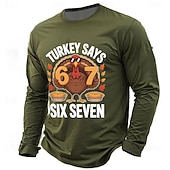  Erntedank Herren Türkei Lustiger Slang T Shirt Langarm T-Shirt 3D-Druck Rundhalsausschnitt Hemd Täglich Designer Straße Lässig Blau Schwarz Rote Sommer Frühling Herbst Bekleidung S M L XL XXL XXXL