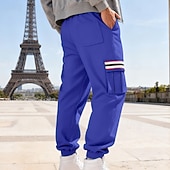 economico Carico-Per uomo Pantaloni da tuta Pantaloni in Pile Joggers Pantaloni Pantaloni invernali Coulisse Tasca Elastico in vita Patchwork Comodità Caldo Sport all'Aperto Quotidiano Moda Casual Nero Bianco