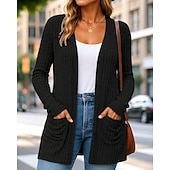 economico Giacche da corsa-Per donna Tinta unita Cardigan lavorato a maglia Autunno Manica Lunga Athleisure Scollo a V All'aperto Viaggio Sportivo Blu Rosa scuro Nero abbigliamento sportivo Abbigliamento sportivo