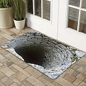 preiswerte Fußmatten-Fußmatte Belgisches Samt gedruckte Eingangsteppich weich rutschfest waschbar 3D-visuelles Tiefenloch-Design Fußmatte innen außen Teppich für Küche Schlafzimmer Badezimmer dekorativer Teppich