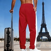 economico Gamba Dritta-Per uomo Pantaloni da tuta Pantaloni Pantaloni della tuta a gamba dritta Coulisse Tasca Elastico in vita Blocco di colori Comodità Sport all'Aperto Quotidiano Moda Casual Nero Rosso Micro-elastico