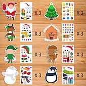 levne Event &amp; Party Supplies-Sada 24 vánočních samolepek s perníkem, Santou a elfy &amp;sob - zářivé DIY vánoční ozdoby na stromeček, přání &amp;dárková dekorace, opakovaně použitelné lesklé ozdoby na jedno použití pro dětské tvoření