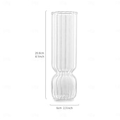 Недорогие Скульптуры-1 шт. Современная и простая декоративная ваза в полоску, прозрачное стекло, гидропонная цветочная композиция, небольшая цветочная ваза для гостиной, обеденного стола, подходит для семейного обеденного