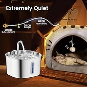 お買い得  クリーニング用品-2.2l/74オンスの猫用自動給水器、ステンレススチール、USB電源、超静音動作、窓付き、猫や小型犬に最適、家庭/オフィスの装飾に最適なモダンなメタリックデザイン