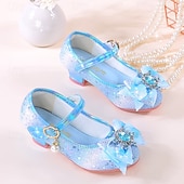 preiswerte Prinzessinnenschuhe für Kinder-Glitzernde Mary-Jane-Schuhe für Mädchen mit Schleife und Kristallverzierungen – verstellbarer Riemen, in Rosa und Blau erhältlich