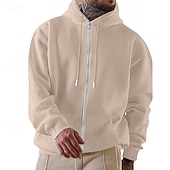 cheap Fleece Hoodie-Men's Hoodie Full Zip Hoodie Pullover Hoodie Sweatshirt Fleece Hoodie Wine Red Hooded Plain Zipper Casual Daily Sports &amp; Outdoor Streetwear Cool Sportswear All Seasons Clothing Apparel Hoodies