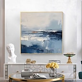 abordables Peintures Abstraites-Peinture à l'huile abstraite, faite à la main, représentant un paysage de lac sur toile. Art personnalisé, paysage de campagne, décoration intérieure.