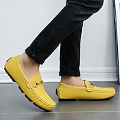 ieftine Loafers casual-Bărbați Mocasini &amp; Balerini Retro Mărime Plus Size Plimbare Casual Zilnic PU piele Comfortabil Cizme înalte Loafer Galben Roz Mov Deschis