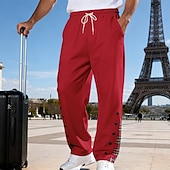 Herre Joggebukser Bukser Snorer Lomme Elastisk midje Ruter Komfort Sport & Utendørs Daglig Mote Fritid Svart Hvit Mikroelastisk billige Rett ben-Herre Joggebukser Bukser Snorer Lomme Elastisk midje Ruter Komfort Sport & Utendørs Daglig Mote Fritid Svart Hvit Mikroelastisk