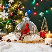 abordables Ornements-Ornements transparents d&#039;oiseaux de la nature, décorations de sapin de Noël avec cardinal, boules de Noël en plastique transparent, décorations de fêtes, décorations intérieures et extérieures pour sapin de Noël, cadeaux commémoratifs