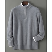 preiswerte Wollpullover für Herren-Hochwertiger Herrenpullover aus reiner Wolle und Kaschmir mit Viertelreißverschluss, klassischer Strickpullover, weich, warm und atmungsaktiv.