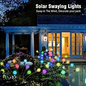 billige Landskapslys-6 i 1 Utendørs Solcelle Vanntett Fyrverkeri Bakke Plugg Inn Lys 48LED Stråler Gårdsplass Hage Gressbane Park Atmosfære Dekorasjon Lys Landskapslys 8 Funksjon Fjernkontroll