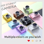 お買い得  アクションカメラ-1080P HDポータブルCCDカメラ 4Kレンズ フリップスクリーン USB充電式リチウムポリマーバッテリー 初心者向け旅行Vlogging 完璧なバレンタインデーギフト 初心者カメラ