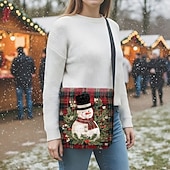 Χαμηλού Κόστους Τσάντες γραφικών εκτύπωσης-Γυναικεία χριστουγεννιάτικη τσάντα χιαστί με χιονάνθρωπο - τύπωμα χιονάνθρωπου και νιφάδας χιονιού για χριστουγεννιάτικα ψώνια, χριστουγεννιάτικα πάρτι και χειμερινές εξόδους