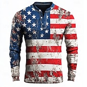 رخيصةأون علَم-رجالي مكتب  /  الأعمال علم امريكا قميص هينلي كم طويل نمط عتيق كاجوال فضفاض مناسب للعطلات ربيع &amp; الصيف كل الفصول 1# 2# 3# هينلي تي شيرت هنلي