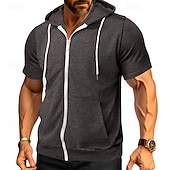 cheap Basic Hoodies-Men's Hoodie Full Zip Hoodie Black Pink Wine Purple Fuchsia Hooded Plain Drawstring Pocket Sports &amp; Outdoor Daily Holiday Polyester Streetwear Basic Casual Summer Spring Clothing Apparel Hoodies