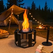 お買い得  キャンプ用品-キャンプ用のガラステーブルとリモコン付きの卓上ファイヤーピット屋外ファイヤーピット