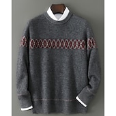 preiswerte Wollpullover für Herren-Herren-Weihnachtspullover aus hochwertiger, reiner Wolle und Kaschmir, Rundhalsausschnitt, klassisches Argyle-Strickmuster, Fair-Isle-Pullover, weich, warm und atmungsaktiv.