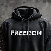 abordables Patrón de Bandera-Hombre Bandera estadounidense FREEDOM Sudadera Moda Estilo callejero retro de la vendimia Manga Larga Con Capucha Vacaciones Fiesta Ropa de calle Festival Negro Estampado Otoño Invierno Diseñador S M