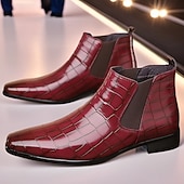 economico Stivali Chelsea-stivali chelsea da uomo in vera pelle sintetica color cuoio con pannelli laterali elastici e finitura liscia, eleganti stivaletti eleganti per lavoro, feste e occasioni formali