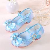 preiswerte Prinzessinnenschuhe für Kinder-Glitzernde Mary-Jane-Schuhe für Mädchen mit Schleife und Kristallverzierungen – verstellbarer Riemen, in Rosa und Blau erhältlich