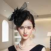 abordables Fascinadores-Fascinators Tejido Sombrero de fieltro Boda Fiesta de Té Carrera de caballos cóctel Elegante Vintage Estilo lindo Con Pluma Flor Celada Sombreros