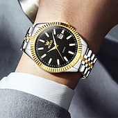 billiga Kvartsklockor-Den nya Olevs Varumärkets Enkla Herrars Affärs Kvarts Klocka Med Luminös Kalender I Guld Arbetsfärg Är En Klassisk Mode Och Trendig Herrars Avslappnade Vattentåliga Sport Armbandsur