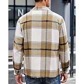 halpa flanellipaidat-Miesten Paita Rento paita Flanellipaita Button Up paita Rubiini Pitkähihainen Skottiruutukuvio Kauluskäänne Katuvaatteet Loma Tasku Vaatetus Puuvilla Muoti Vapaa-aika Mukava