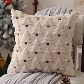 levne Vánoční povlečení-Vánoční povlaky na polštáře s ozdobou na stromeček, měkké plyšové povlaky na polštáře z umělé kožešiny, povlaky na polštáře na vánoční stromeček na svátky, zimní domy, pohovky, postele, verandy,
