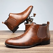 cheap Chelsea Boots-Black Faux Leather Men's Chelsea Boots with Smooth Finish – Elegant and Easy-to-Wear Footwear for Office and Evening Wear