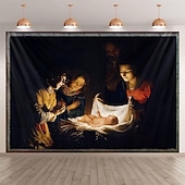 preiswerte weihnachtswandteppich hängen-Weihnachts Hängeteppich Geburt Krippenszenen große Wandkunst Wandmural Dekoration Decke Vorhang Feiertags Zuhause Schlafzimmer Wohnzimmer Feier Dekoration Festlicher Winter Feiertags Schmuck