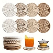 Недорогие Кухонная утварь и гаджеты-Набор из 8 подставок из впитывающего хлопка – минималистичные подставки под напитки для журнальных столиков, домашнего декора, баров и подарков на новоселье, коричневая серия